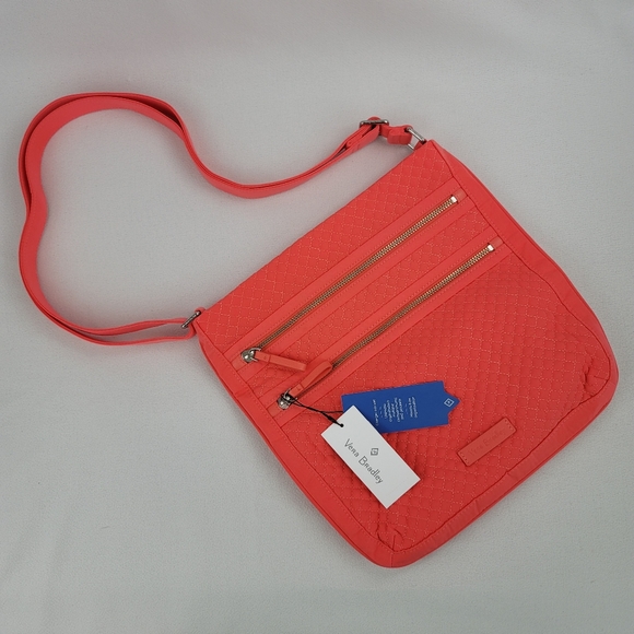 Vera Bradley Iconic Triple Zip Hipster Coral Reef Purse - Picture 15 of 15